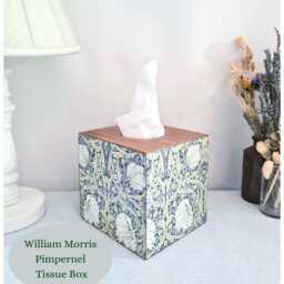 William Morris Pimpernel Tissue Box, Green Botanical Cover, Floral Home Decor Gift - thumbnail 3
