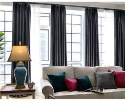 Pair Of Charcoal Grey Velvet Curtains, Bedroom Living Room Custom Curtains - thumbnail 1