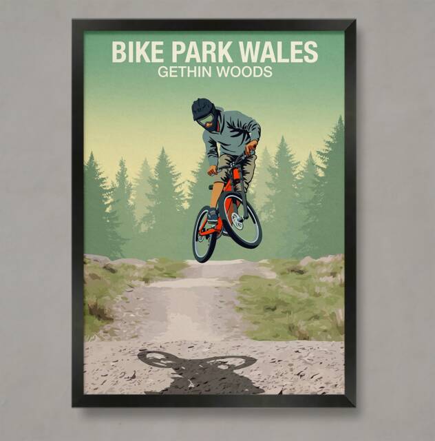 Bike Park Wales Poster Mountain Trail Art Print - image 1