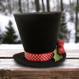 Frosty Snowman Top Hat Christmas Tree Topper Holly Berry Decor - thumbnail 2