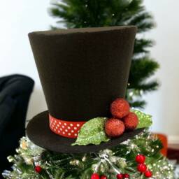 Frosty Snowman Top Hat Christmas Tree Topper Holly Berry Decor - thumbnail 3
