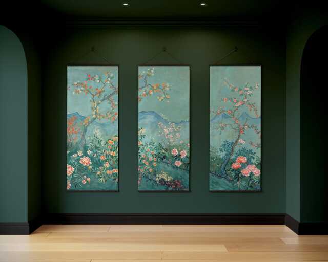Teal Chinoiserie Tapestry - Wall Hanging Unique Art - image 1