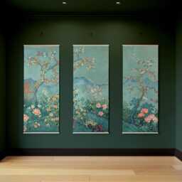 Teal Chinoiserie Tapestry - Wall Hanging Unique Art - thumbnail 3