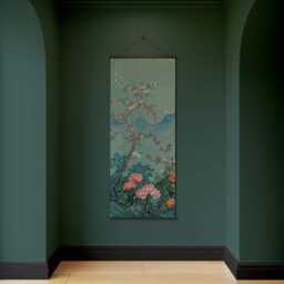 Teal Chinoiserie Tapestry - Wall Hanging Unique Art - thumbnail 2