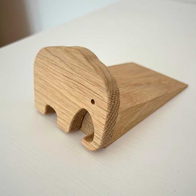 Elephant Door Stop - Wooden Stop, Oak Wedge, Safari Decor, Childrens Room, Nursery Solid - image 1