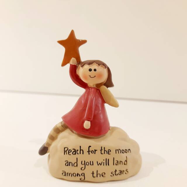 Small Reach For The Moon Polyresin Angel Ornament - The Home & Hearts Shop Figurine Friend Figure - image 1
