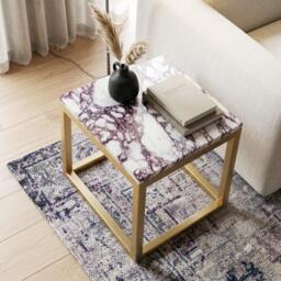 Genuine Marble Low Level Side Table - Coffee Nightstand - thumbnail 1