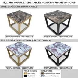 Genuine Marble Low Level Side Table - Coffee Nightstand - thumbnail 3