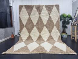 Gorgeous Moroccan Rug, Beige Beni Ourain Rug, Handmade Wool White Diamonds Soft Living Room Authentic Berber Carpet - thumbnail 1