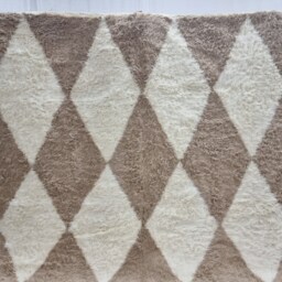 Gorgeous Moroccan Rug, Beige Beni Ourain Rug, Handmade Wool White Diamonds Soft Living Room Authentic Berber Carpet - thumbnail 2
