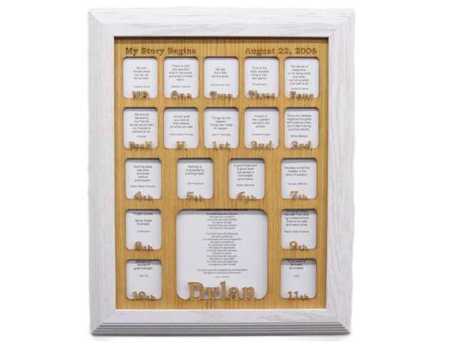Prek-12Th Grade School Years Picture Frame With White 11x14 Newborn-18 Personalized, Holds 18 Photos - Back To - image 1