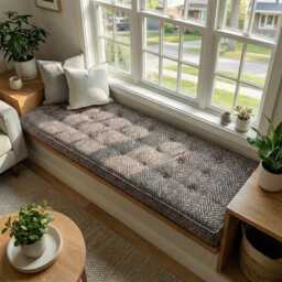 French Cushion Indoor, Tufted Bench Cushion, Window Seat Reading Nook Comfy Floor - thumbnail 3