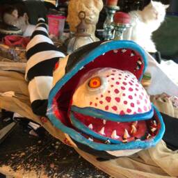 Handmade Piranha Plant Head Mask - Scary Halloween Costume - thumbnail 3