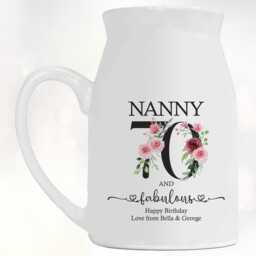 70Th Birthday Gift For Women - 70 & Fabulous Small Personalised Flower Pot Vase 1956 Her Ladies Floral Design Nan Gran Bnk70 - thumbnail 3