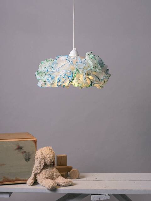 Turquoise Paper Lampshade Handmade Nursery Ceiling Light - image 1