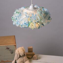 Turquoise Paper Lampshade Handmade Nursery Ceiling Light - thumbnail 2