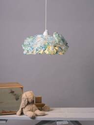 Turquoise Paper Lampshade Handmade Nursery Ceiling Light