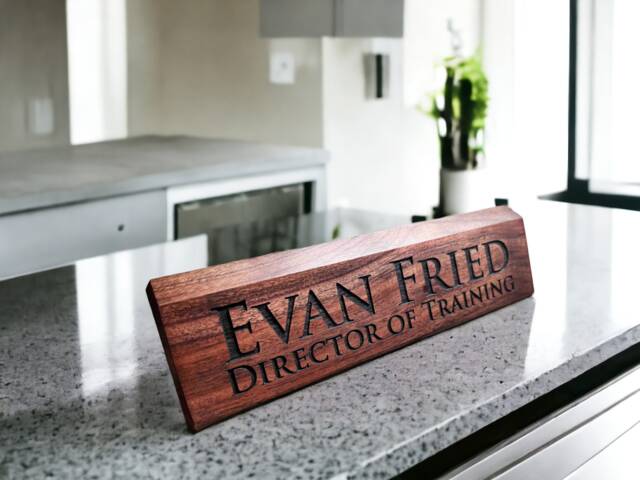 Personalized Wooden Desk Name Plates 10 Inch Solid Walnut Wood, Custom Engraved With The Text Of Your Choice Wooden Sign - image 1