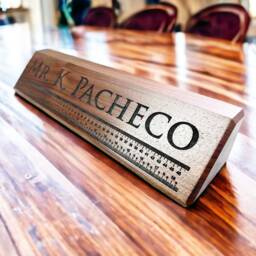 Personalized Wooden Desk Name Plates 10 Inch Solid Walnut Wood, Custom Engraved With The Text Of Your Choice Wooden Sign - thumbnail 4