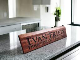 Personalized Wooden Desk Name Plates 10 Inch Solid Walnut Wood, Custom Engraved With The Text Of Your Choice Wooden Sign - thumbnail 1