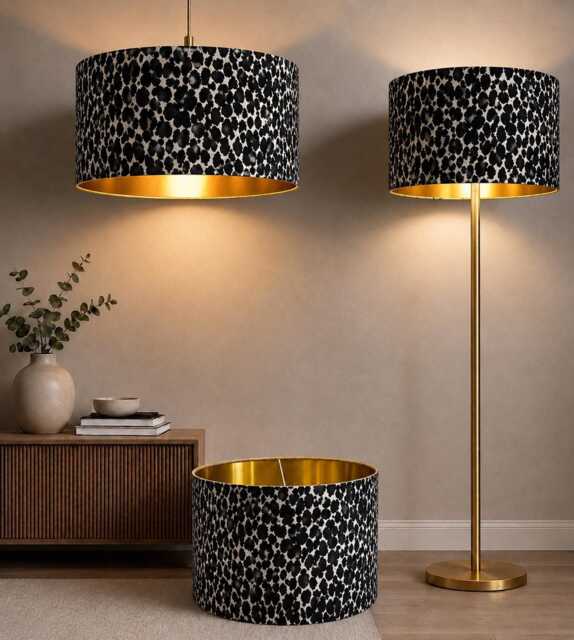 New Exclusive Handmade Black Grey Leopard Animal Print Drum Lamp Shade Pendant Light All Shapes Sizes Available - image 1