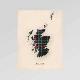 Clan Allison Scottish Tartan Map - Of Scotland Family Wall Decor, Ready To Hang - thumbnail 2