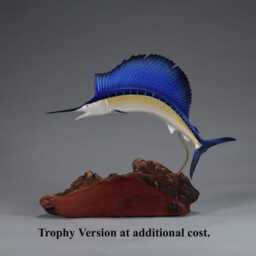 Sailfish Sculpture By John Perry Airbrushed 11In Long On Burlwood Base. Signed - thumbnail 4