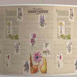 Vintage Flower Garden Lampshade, Retro Handwritten Text Rustic Charm, Beige Available in Lampshade & Pendant - thumbnail 3