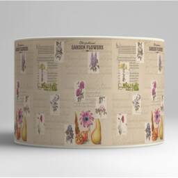 Vintage Flower Garden Lampshade, Retro Handwritten Text Rustic Charm, Beige Available in Lampshade & Pendant - thumbnail 2