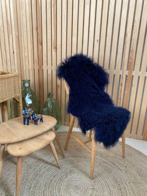 stunning Navy Blue Luxury Tibetan Sheepskin Rug - image 1