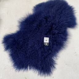 stunning Navy Blue Luxury Tibetan Sheepskin Rug - thumbnail 2