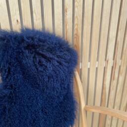 stunning Navy Blue Luxury Tibetan Sheepskin Rug - thumbnail 4