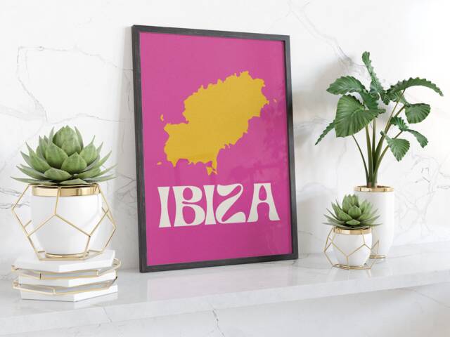 Ibiza Map Printed Wall Art A3 A4 Framed Unframed Decorative Print Modern Coastal Home Decor Unique Travel Gift - image 1