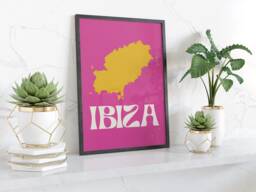 Ibiza Map Printed Wall Art A3 A4 Framed Unframed Decorative Print Modern Coastal Home Decor Unique Travel Gift - thumbnail 1
