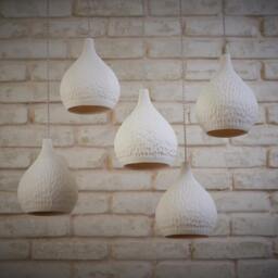 5 Elegant White Pendant Lights, Hanging Porcelain Chandelier For The Dining Room, Drop Shape Light Shades - thumbnail 2