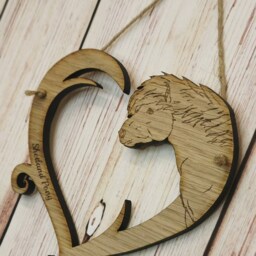 Personalized Shetland Pony Heart Hanger Oak Veneer Horse Gift - thumbnail 2
