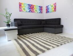 Handmade Wool Striped Rug Scandinavian Living Room Decor - thumbnail 1