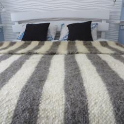 Handmade Wool Striped Rug Scandinavian Living Room Decor - thumbnail 4