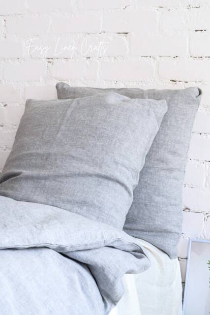 Set Of 2 Linen Pillow Sham Covers With Envelope Closure - Throw Cases Organic Spil - image 1