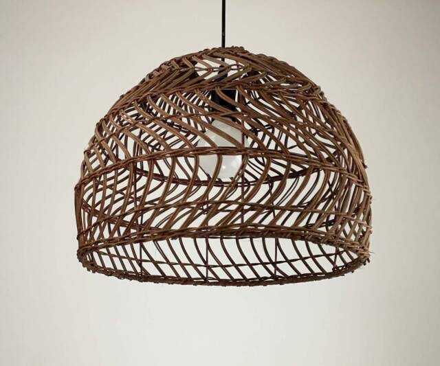 Handmade Rattan Pendant Light, Boho Woven Ceiling Lamp - W15.7'' By H12.5'' - image 1