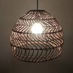 Handmade Rattan Pendant Light, Boho Woven Ceiling Lamp - W15.7'' By H12.5'' - thumbnail 3