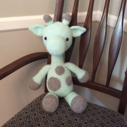 Mint & Gray Nursery, Gender Neutral, Jungle Crochet Giraffe Handmade Stuffed Animal Plush Toy Baby Shower - thumbnail 3