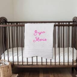 Custom Embroidered Baby Name Blanket, Personalised Heirloom Keepsake Quilt, Baby Monogram Blanket, Newborn Gift, Baby Shower Gift