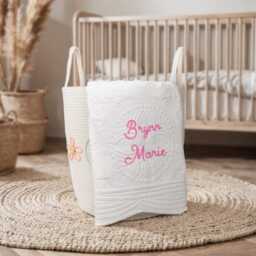 Custom Embroidered Baby Name Blanket, Personalised Heirloom Keepsake Quilt, Baby Monogram Blanket, Newborn Gift, Baby Shower Gift - thumbnail 2