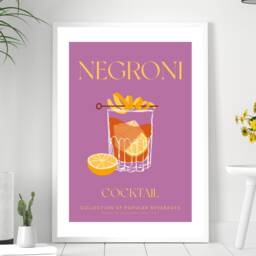 Negroni Cocktail Art Print Poster - Party Signature Drink Sign Trendy Wall Decor Minimalist Elegant Retro Gift A5 A4 A3 - thumbnail 4