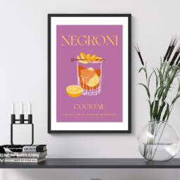 Negroni Cocktail Art Print Poster - Party Signature Drink Sign Trendy Wall Decor Minimalist Elegant Retro Gift A5 A4 A3 - thumbnail 3