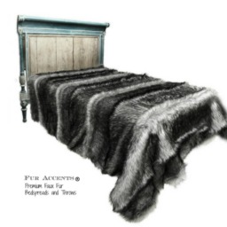 Gray Wolf Faux Fur Bedspread - Plush Designer Throw, Minky Lining - thumbnail 2