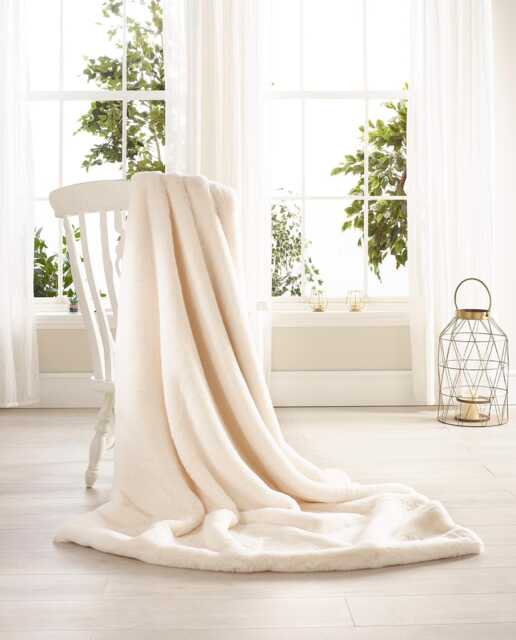 Handmade Cream Faux Fur Throw - Vegan Suede Blanket - image 1