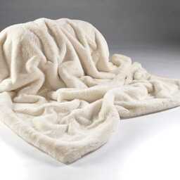 Handmade Cream Faux Fur Throw - Vegan Suede Blanket - thumbnail 3