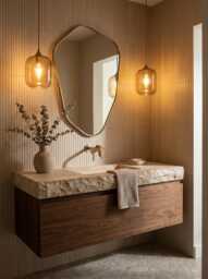Modern Organic Brass Mirror - Irregular Shape Vanity Mirrors